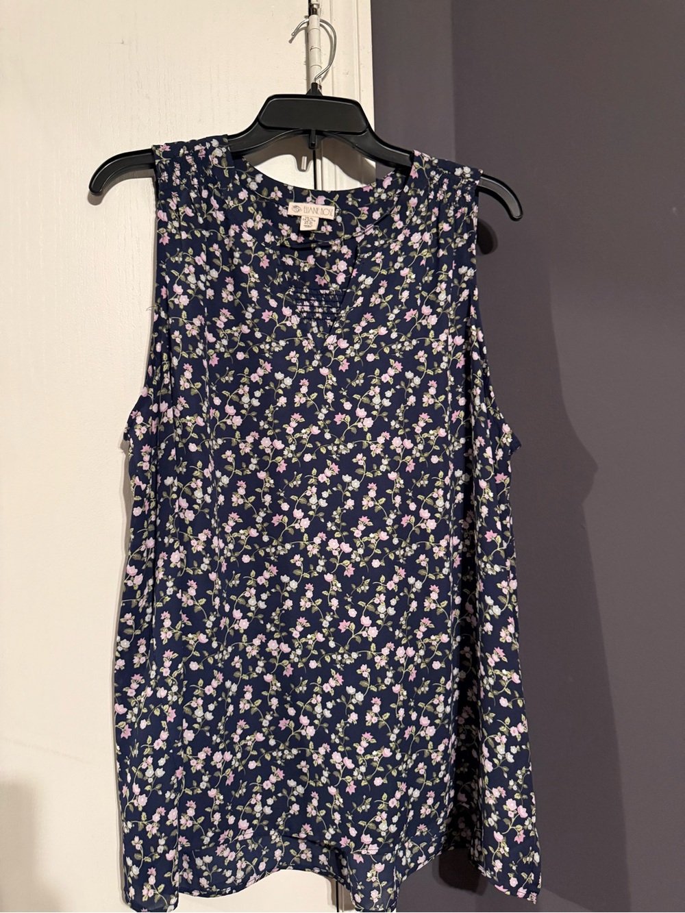 Navy Floral Sleeveless Tank Top by Ann Taylor LOFT